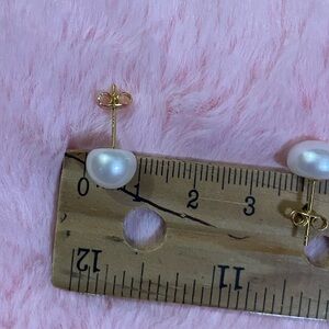 14K Yellow Gold Plated Natural South Sea Pearl Stud Earrings 7-8 mm